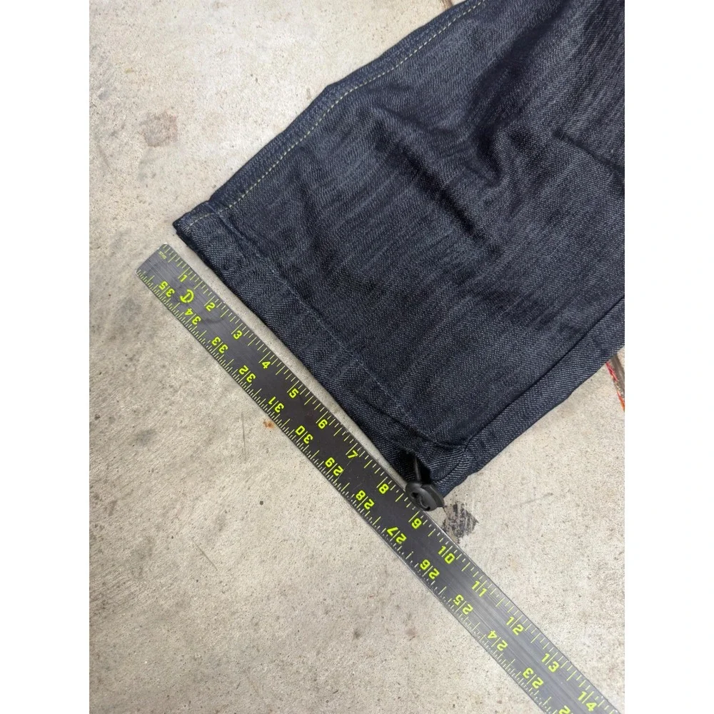 Kruze Denim Vintage Y2K Raw Blue Cargo Jeans Mens 36x34 European Style Baggy